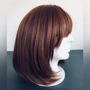 Bob Wig Shoulder Front layer darker auburns & warm browns Mono filament